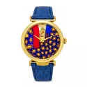 MURANO Skelettuhr Handaufzug klein Murrina Glas Carneval blau
