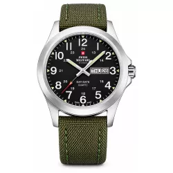 SWISS MILITARY Klassik Zahlen Tag Datum Stahl schwarz