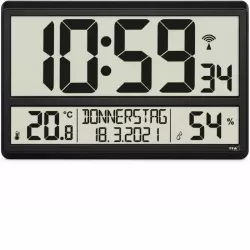 TFA LCD Funk Tisch-Wanduhr mit ausgeschriebenem Wochentag