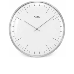 AMS Bauhaus Quartzwanduhr silber gross