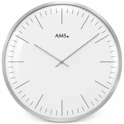AMS Bauhaus Quartzwanduhr silber gross