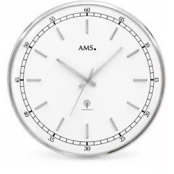 AMS Vintage Fifties Funkwanduhr silber gross