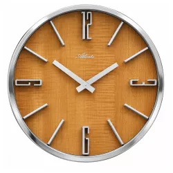 ATLANTA Wood Design Silent Quartz Wanduhr Erlenholzoptik