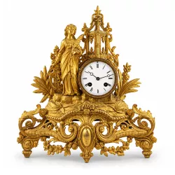 ANTIK mechanische Empire Tischuhr mit Frau und Mühlrad ca. 1820