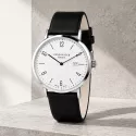 ZENO-WATCH BASEL Bauhaus Linea 39 Automatik Uhr Stahl Zahlen