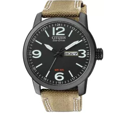 CITIZEN Fliegeruhr TagDatum Eco-Drive Solar Stahl schwarz