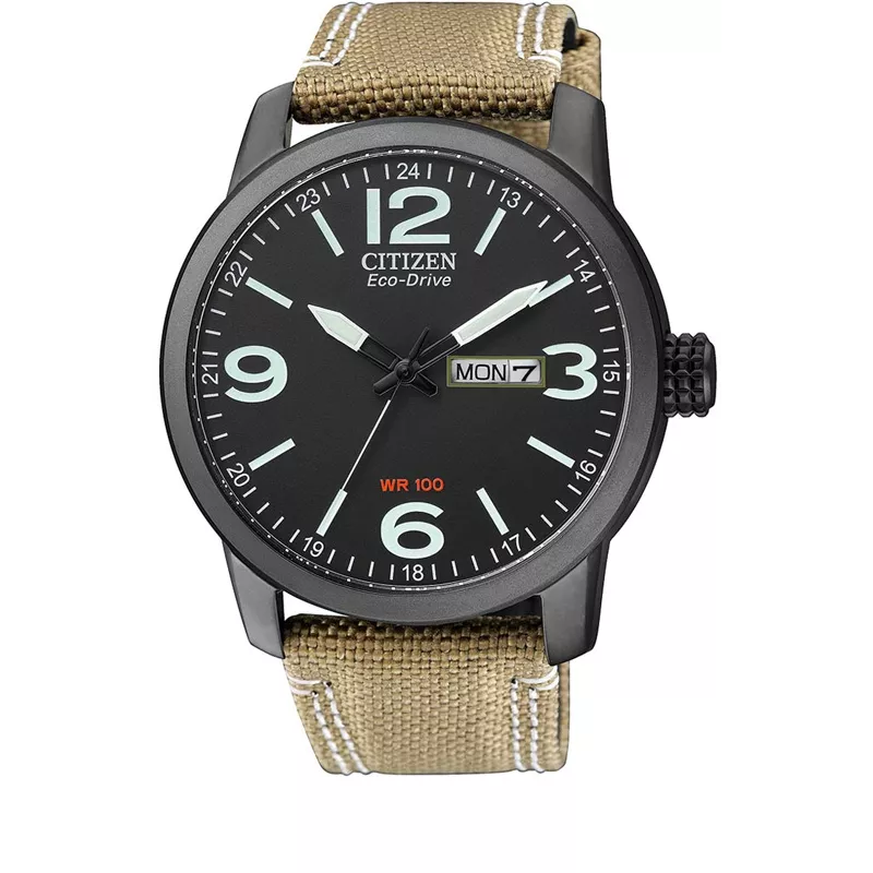 CITIZEN Sport Fliegeruhr, TagDatum, Eco-Drive Solar, Stahl schwarz CITIZEN Sport Fliegeruhr, TagDatum, Eco-Drive Solar, Stahl schwarz