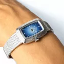 JAQUETGIRARD Silberuhr NOS Handaufzug blau