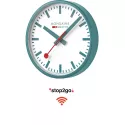 MONDAINE Wall Clock SBB Bahnhofswanduhr Stop2Go WiFi grün
