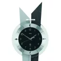 AMS Pendeluhr Funk Wanduhr schwarz Rückwand grauschwarz