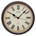 AMS Vintage Look XL Funkwanduhr Metallgehäuse braun