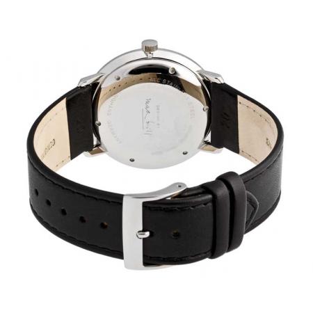 Junghans MAX BILL 38 Automatikuhr Stahl schwarz Zahlen Leder