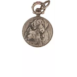 Vintage Anhängeuhr Quartz Hunde schwarz