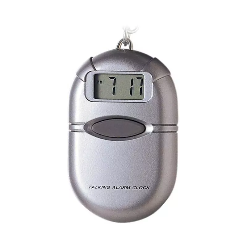 TALKING CLOCK sprechende LCD Uhr mit Reisewecker und Schlüsselanhänger