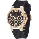 RENDEX De Luxe Quartz Chrono Stahl ros vergoldet Crystals