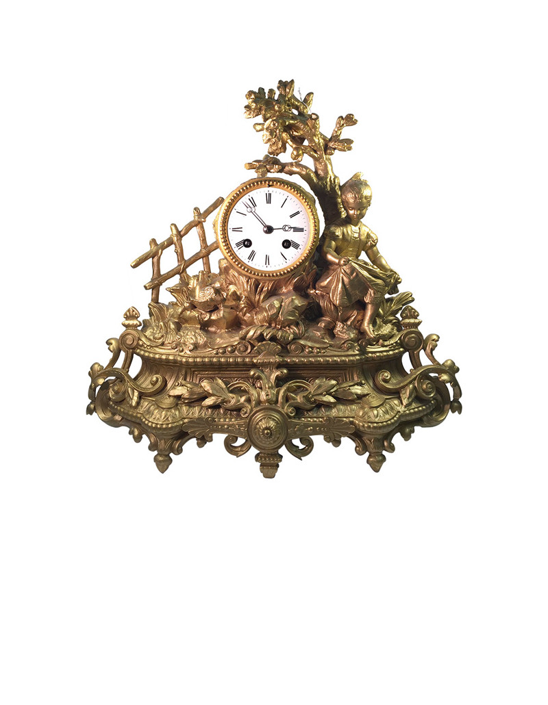 Horloge De Table Vintage Guérande - Bois Et Thermomètre - Déco Rustique