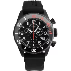 ZENO-WATCH BASEL Diver Ceramic Chrono Quartz Stahl schwarz/rot