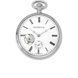 Klassik Taschenuhr Handaufzug Residence Open Heart silber