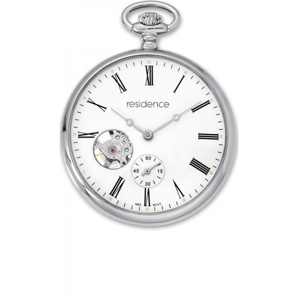 Klassik Taschenuhr Handaufzug, Residence Open Heart silber