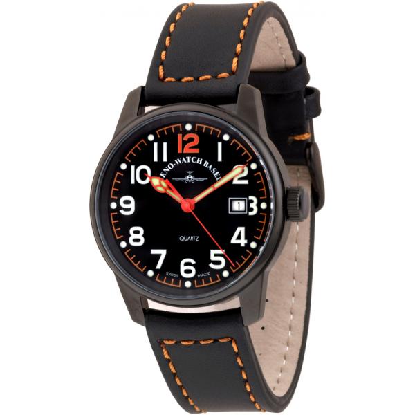 ZENO-WATCH BASEL, Pilot Classic, Fliegeruhr schwarz/orange ZENO-WATCH BASEL, Pilot Classic, Fliegeruhr schwarz/orange