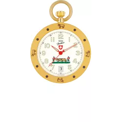 Ethno Taschenuhr Quartz SWISS FOLKLOR Alpaufzug klein weiss