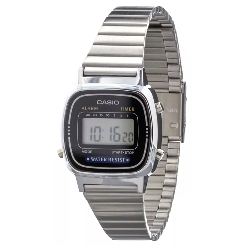 CASIO Vintage LCD Digitaluhr Wega Lady silber schwarz