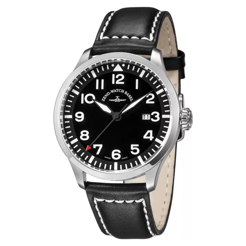 ZENO-WATCH BASEL Pilot Navigator Quartz Fliegeruhr schwarz