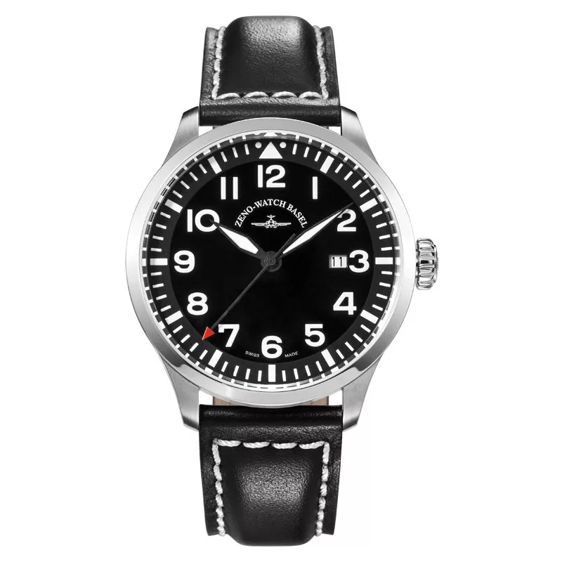 ZENO-WATCH BASEL Pilot Navigator Quartz Fliegeruhr schwarz