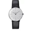 Junghans MAX BILL 34 Handaufzuguhr Stahl weiss Index Leder