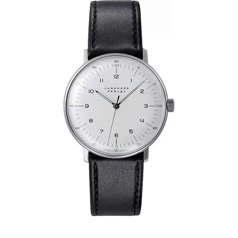 Junghans MAX BILL 34 Handaufzuguhr, Zahlen weiss, Leder schwarz Junghans MAX BILL 34 Handaufzuguhr, Zahlen weiss, Leder schwarz