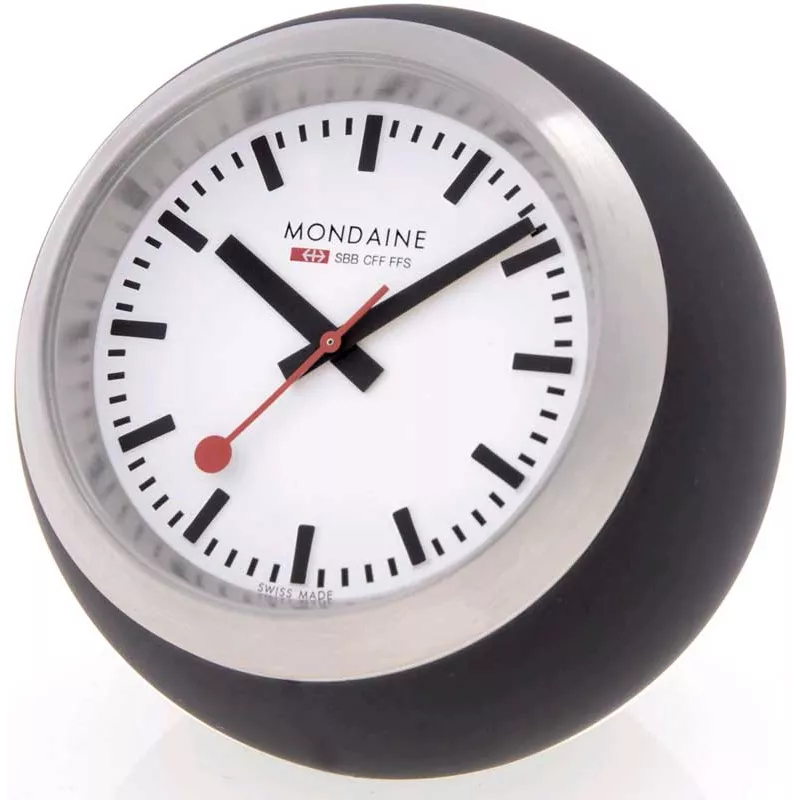 MONDAINE Globe Clock Quartz Tischuhr SBB Bahnhofsuhr schwarz