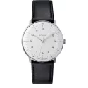 Junghans MAX BILL 38 Automatikuhr Stahl weiss Zahlen Leder