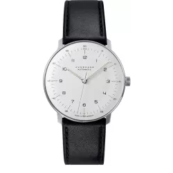 Junghans MAX BILL 38 Automatikuhr Stahl weiss Zahlen Leder