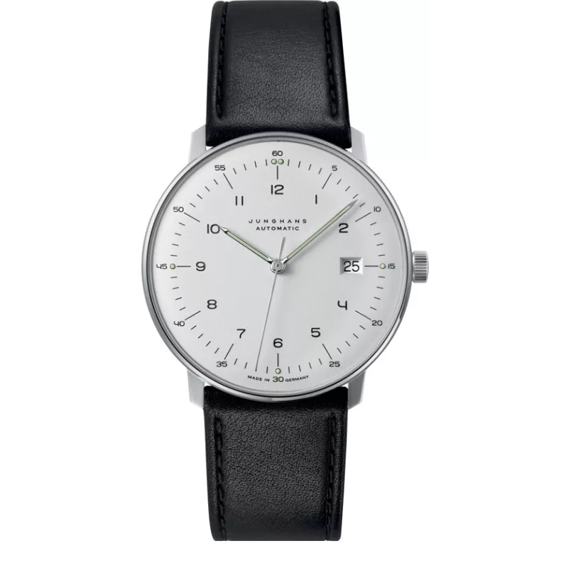 Junghans MAX BILL 38 Automatikuhr, Zahlen weiss, Datum, Lederband Junghans MAX BILL 38 Automatikuhr, Zahlen weiss, Datum, Lederband