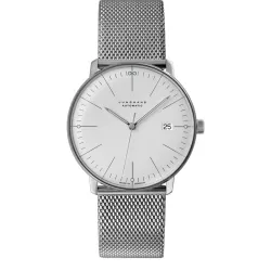 Junghans MAX BILL 38 Automatikuhr Stahl weiss Index Mesh Datum