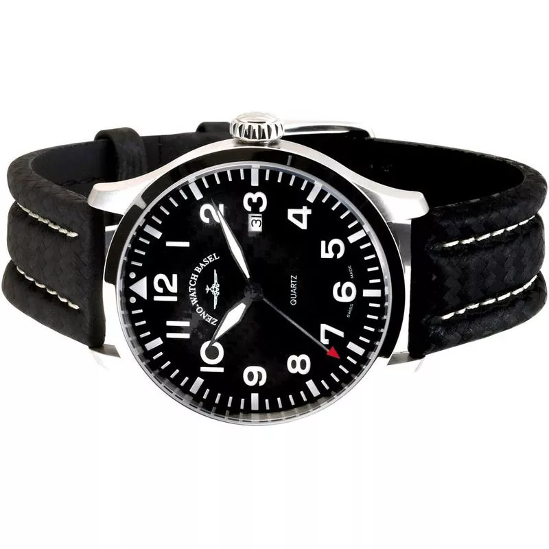 ZENO-WATCH BASEL Pilot Navigator Quartz Fliegeruhr Carbon