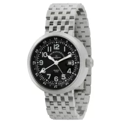 ZENO-WATCH BASEL Pilot Rondo Quartz Fliegeruhr GMT schwarz