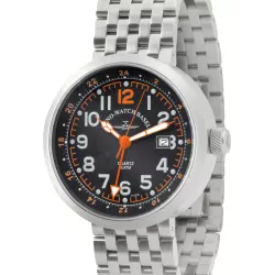 ZENO-WATCH BASEL Pilot Rondo Quartz Fliegeruhr GMT Stahl orange MB