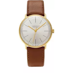 Junghans MAX BILL 34 Handaufzuguhr vergoldet hellgrau Index