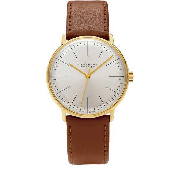 Junghans MAX BILL 34 Handaufzuguhr, vergoldet hellgrau Index