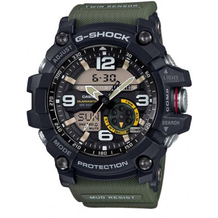 G-SHOCK Mudman Quartzuhr Kompass-Thermo schwarz/oliv