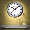 MONDAINE Wall Clock SBB Bahnhofswanduhr silber/weiss