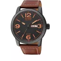 CITIZEN Fliegeruhr TagDatum Eco-Drive Solar Stahl schw/orange