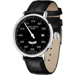ZENO Bauhaus Einzeigeruhr 42mm schwarz