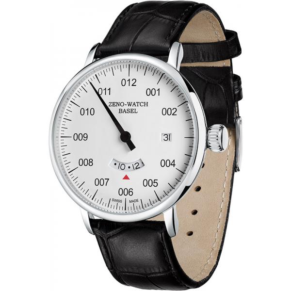 ZENO Bauhaus Einzeigeruhr 42mm, weiss