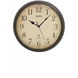 AMS Vintage Look Funkwanduhr Holzoptik braun
