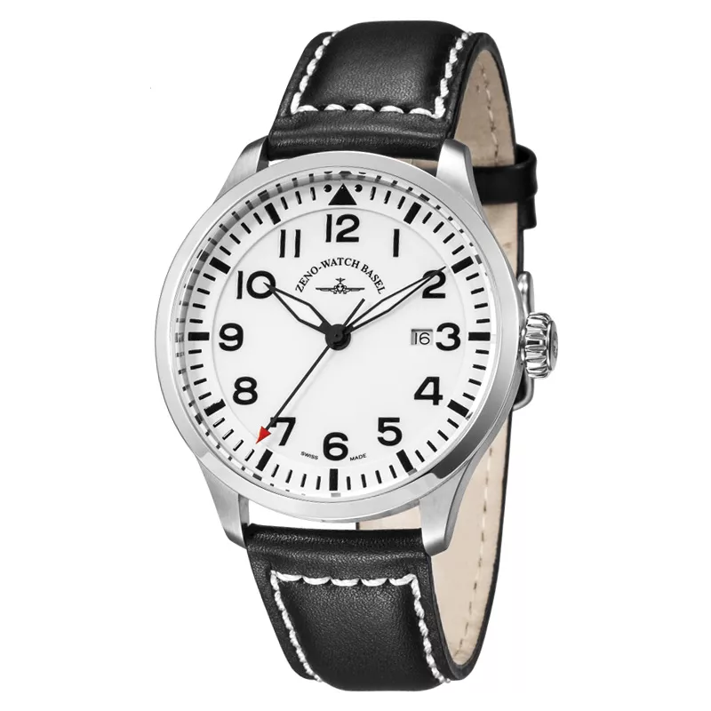 ZENO-WATCH BASEL Navigator Quartz Fliegeruhr weiss