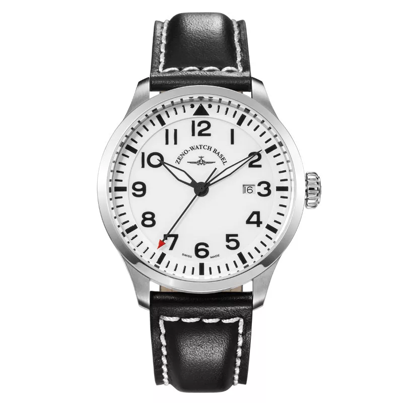 ZENO-WATCH BASEL Navigator Quartz Fliegeruhr weiss