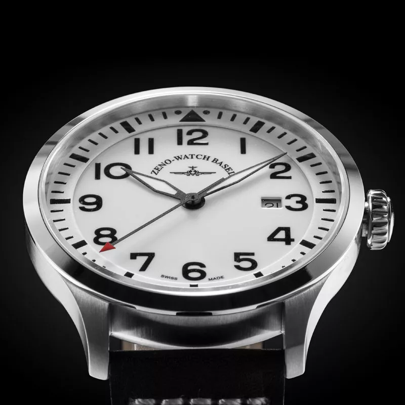 ZENO-WATCH BASEL Navigator Quartz Fliegeruhr weiss