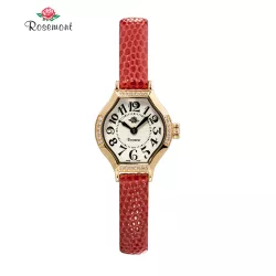 ROSEMONT Anitique Tea Rose Retro Damenuhr vergoldet LB rot
